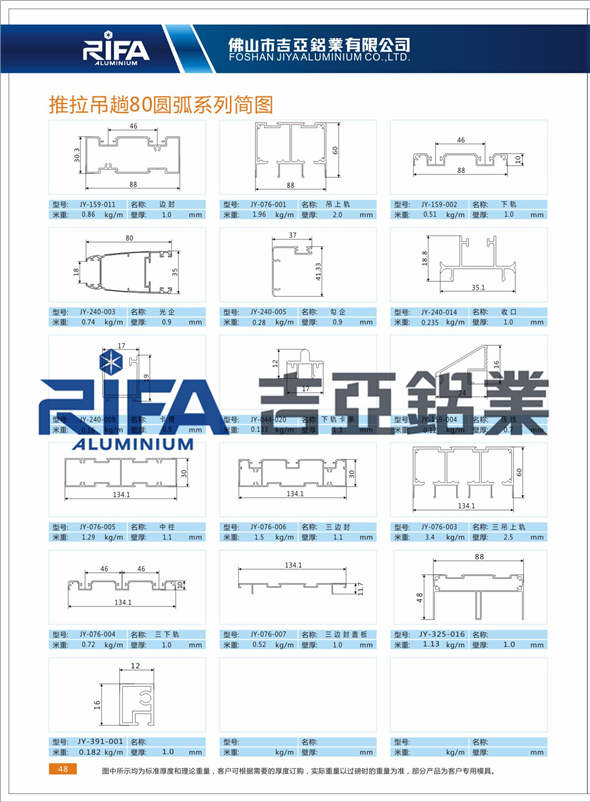 80系室内门推拉门型材 品质与美观的完美结合